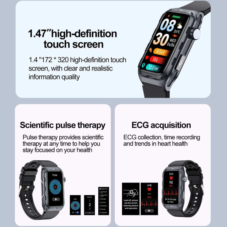 TK79 1.47 inch IP68 Waterproof Smart Watch, Support ECG / Blood Glucose / Blood Oxygen Monitoring / Uric Acid(Beige) - Smart Wristbands by PMC Jewellery | Online Shopping South Africa | PMC Jewellery | Buy Now Pay Later Mobicred