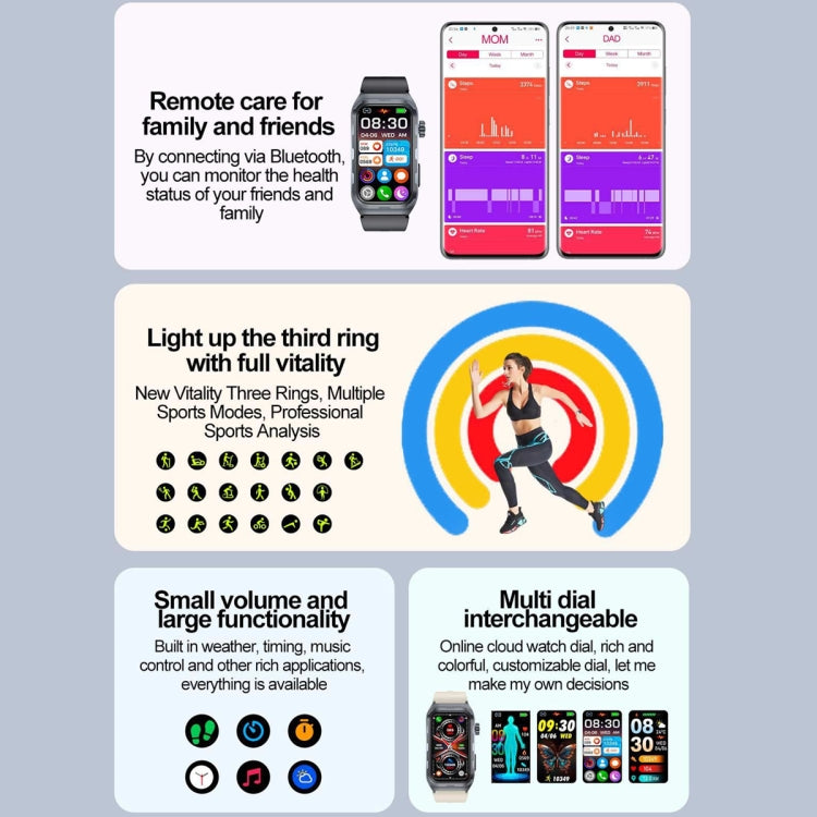 TK79 1.47 inch IP68 Water-resistant Smart Watch, Support ECG / Blood Glucose / Blood Oxygen Monitoring / Uric Acid(Pink)