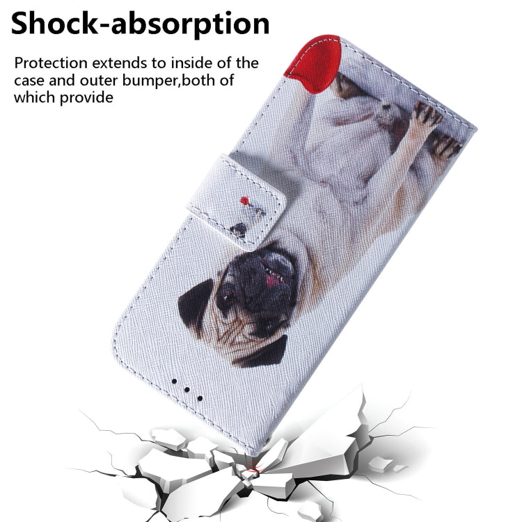 For Google Pixel 9 Coloured Drawing Flip Leather Phone Case(Pug) - Google Cases by PMC TechLife | Online Shopping South Africa | PMC TechLife | Buy Now Pay Later Mobicred