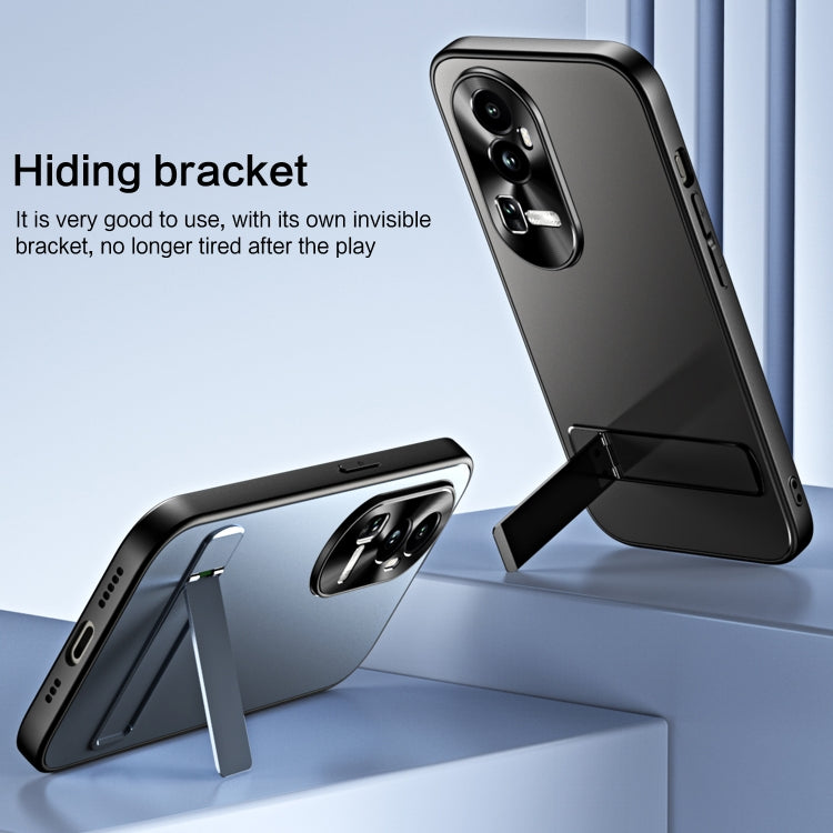 For OPPO Reno10 / Reno10 Pro Global R-JUST RJ-61 Electroplating Frosted TPU + PC Phone Case with Holder(Pink)
