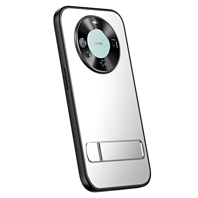For Huawei Mate 60 R-JUST RJ-61 Electroplating Frosted TPU + PC Phone Case with Holder(Silver)