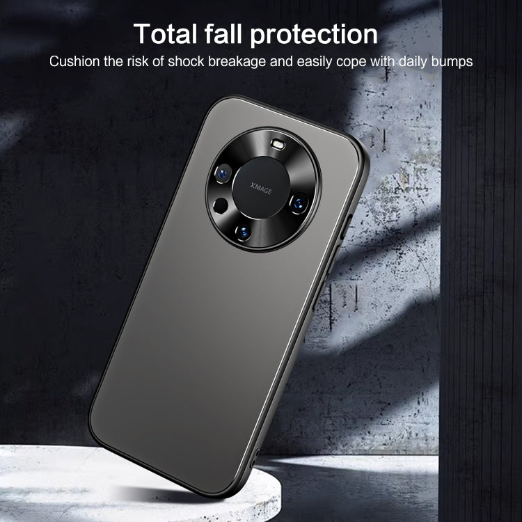 For Huawei Mate 60 Pro R-JUST RJ-61 Electroplating Frosted TPU + PC Phone Case with Holder(Silver)