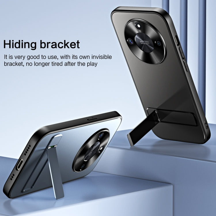 For Honor X50 R-JUST RJ-61 Electroplating Frosted TPU + PC Phone Case with Holder(Silver) - Honor Cases by R-JUST | Online Shopping South Africa | PMC TechLife | Buy Now Pay Later Mobicred