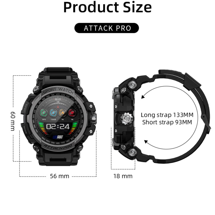 LOKMAT ATTACK Pro 1.39 inch BT5.1 Smart Sport Watch, Support Bluetooth Call / Sleep / Heart Rate / Blood Pressure Health Monitor(Silver Black)