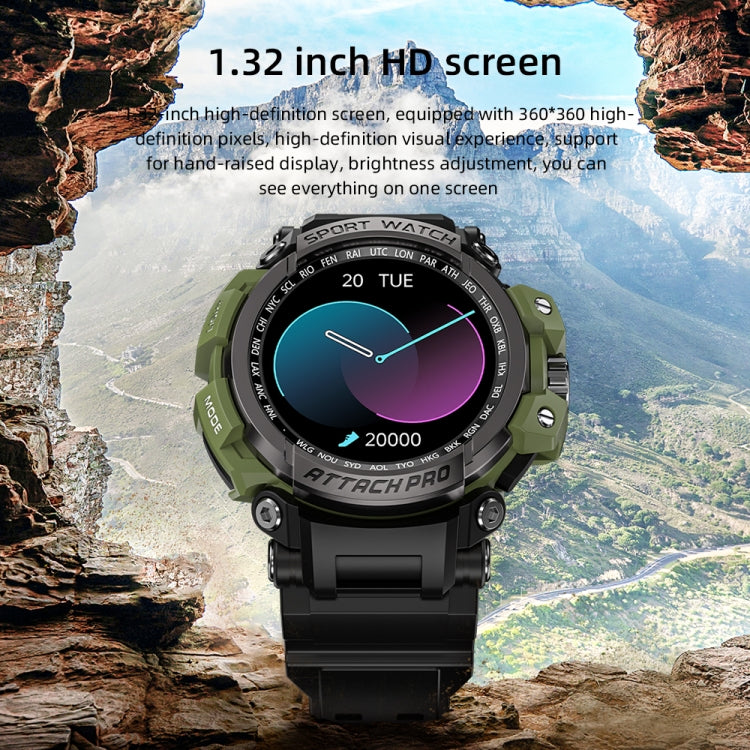 LOKMAT ATTACK 2 Pro 1.39 inch BT5.1 Smart Sport Watch, Support Bluetooth Call / Sleep / Heart Rate / Blood Pressure Health Monitor(Black Green)