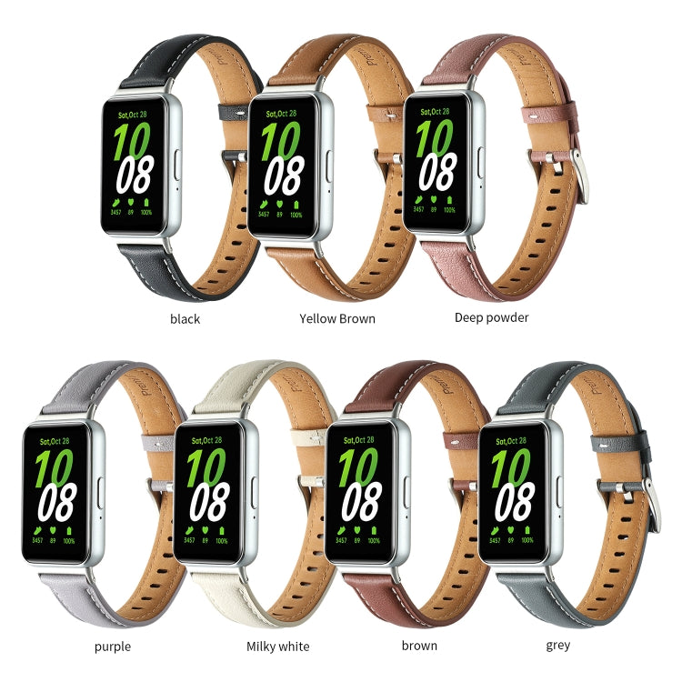 For Samsung Galaxy Fit 3 Pointed Tail Genuine Leather Watch Band(Purple) - free shipping - PMC TechLife - Order now!