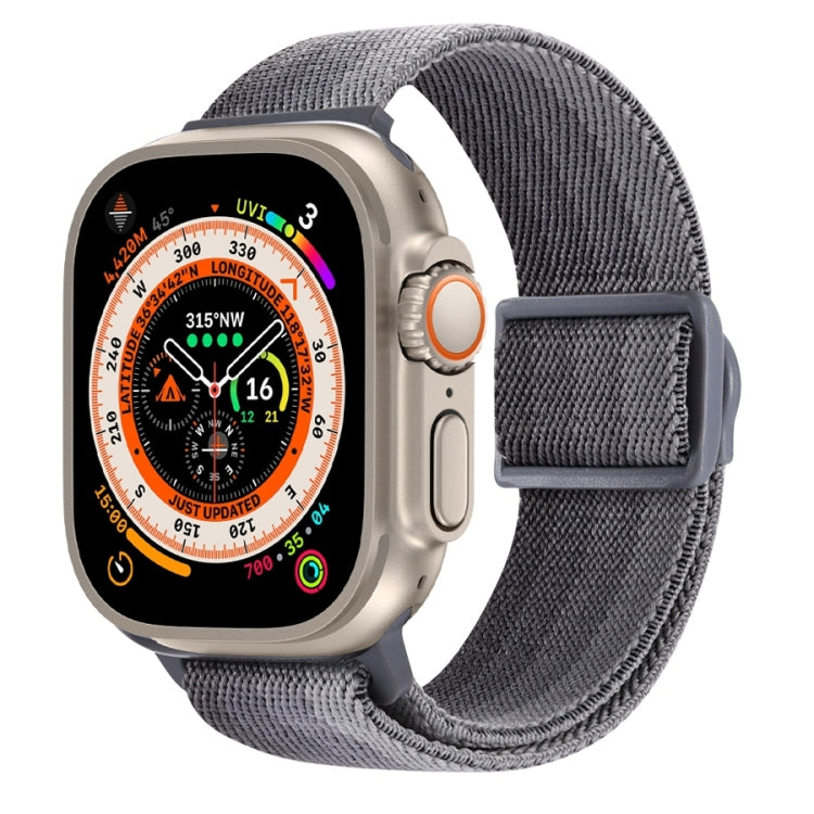 For Apple Watch Ultra 2 49mm Carbon Fiber Texture Snap Buckle Nylon Watch Band(Gradient Grey)