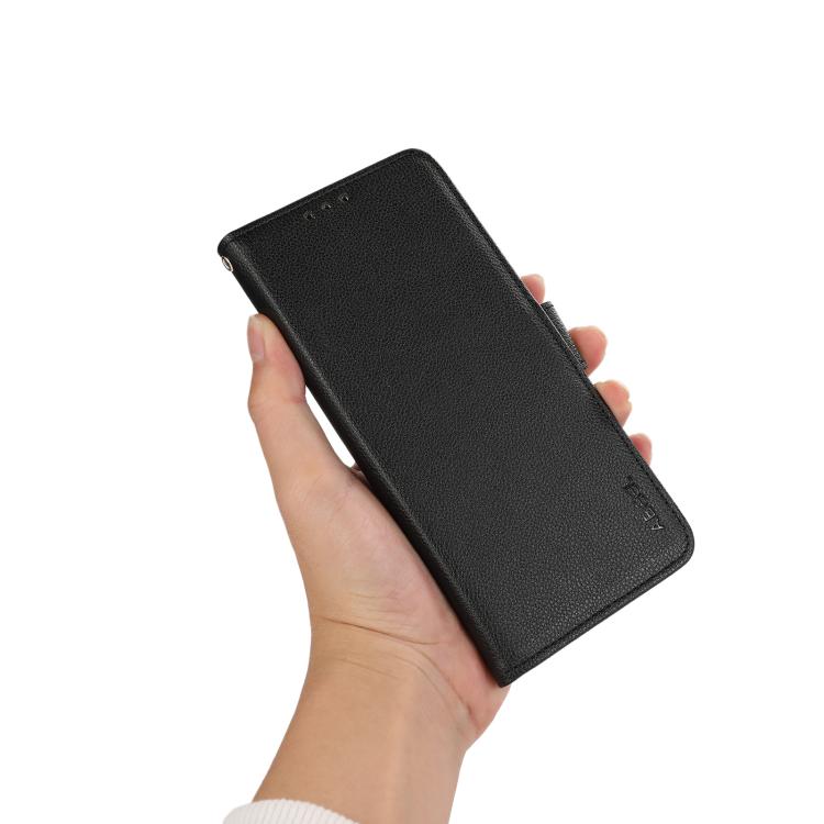 For iPhone 17 Air ABEEL Side-Magnetic Litchi Pattern Leather RFID Phone Case(Black)
