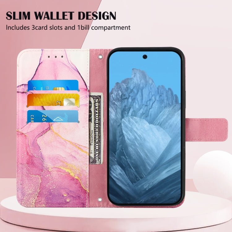 For Google Pixel 9 PT003 Marble Pattern Flip Leather Phone Case(Pink Purple Gold) - Google Cases by PMC TechLife | Online Shopping South Africa | PMC TechLife | Buy Now Pay Later Mobicred