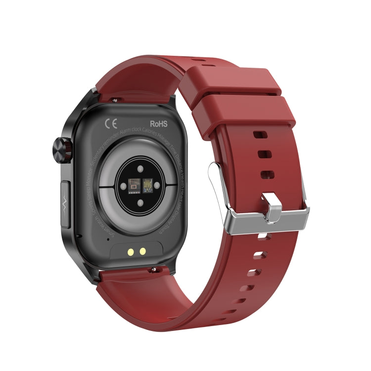 ET580 2.04 inch AMOLED Screen Sports Smart Watch Support Bluethooth Call / ECG Function(Red Silicone Band)