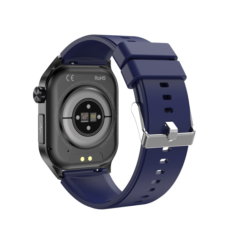 ET580 2.04 inch AMOLED Screen Sports Smart Watch Support Bluethooth Call / ECG Function(Blue Silicone Band)