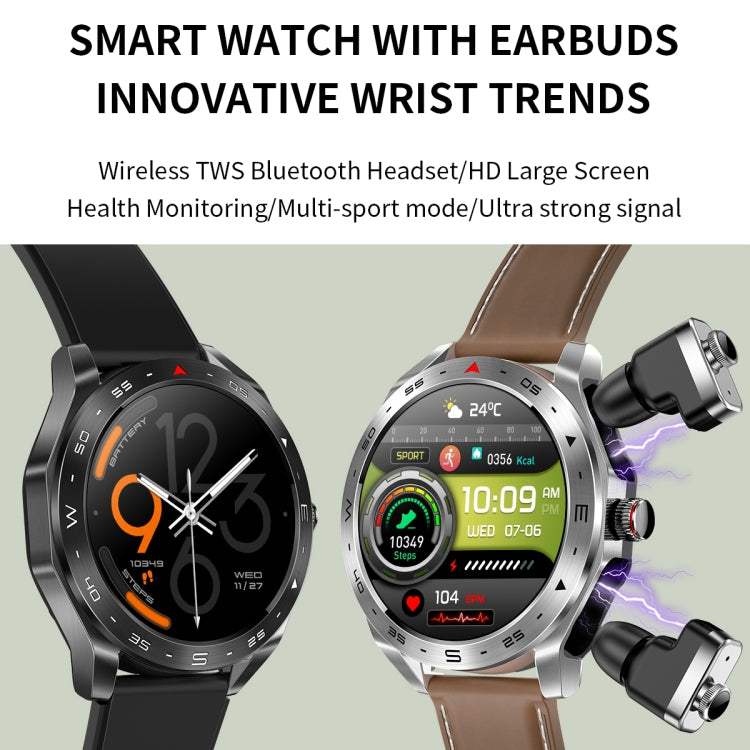 LEMFO T95 1.52 inch IPS Screen 2 in 1 Bluetooth Earphone Smart Watch Support Wellness Tracking(Silver)