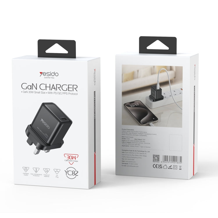 Yesido YC82 PD 30W USB-C/Type-C Interface GaN Fast Charging Charger(UK Plug) - USB Charger by Yesido | Online Shopping South Africa | PMC TechLife | Buy Now Pay Later Mobicred