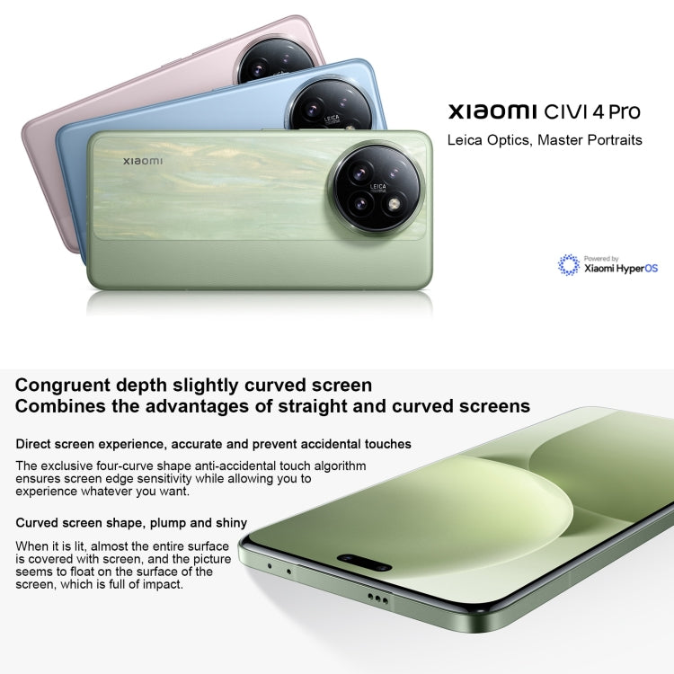 Xiaomi Civi 4 Pro, 12GB+512GB, 6.55 inch Xiaomi HyperOS Snapdragon 8s Gen 3 Octa Core 4nm up to 3.0GHz, NFC, Network: 5G(Blue)