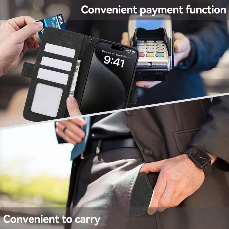 For iPhone 16e ABEEL Frosted Magnetic RFID Leather Phone Case(Black) - iPhone 16e Cases by PMC TechLife | Online Shopping South Africa | PMC TechLife | Buy Now Pay Later Mobicred