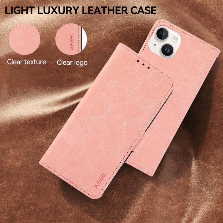 For iPhone 17 ABEEL Frosted Magnetic RFID Leather Phone Case(Pink) - free shipping - PMc TechLife - Order now!