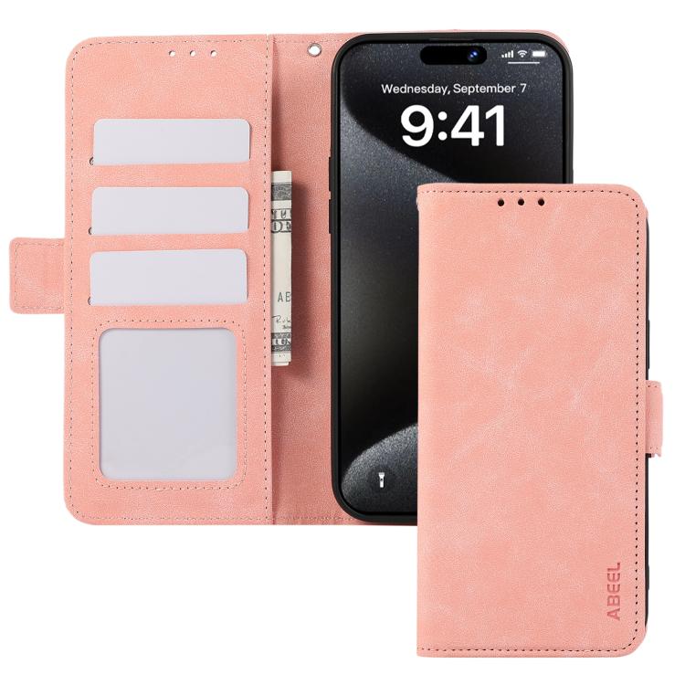 For iPhone 17 Air ABEEL Frosted Magnetic RFID Leather Phone Case(Black)