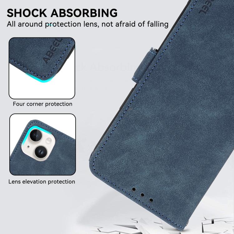For iPhone 17 Air ABEEL Frosted Magnetic RFID Leather Phone Case(Blue)