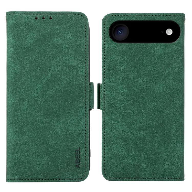 For iPhone 17 Air ABEEL Frosted Magnetic RFID Leather Phone Case(Green)