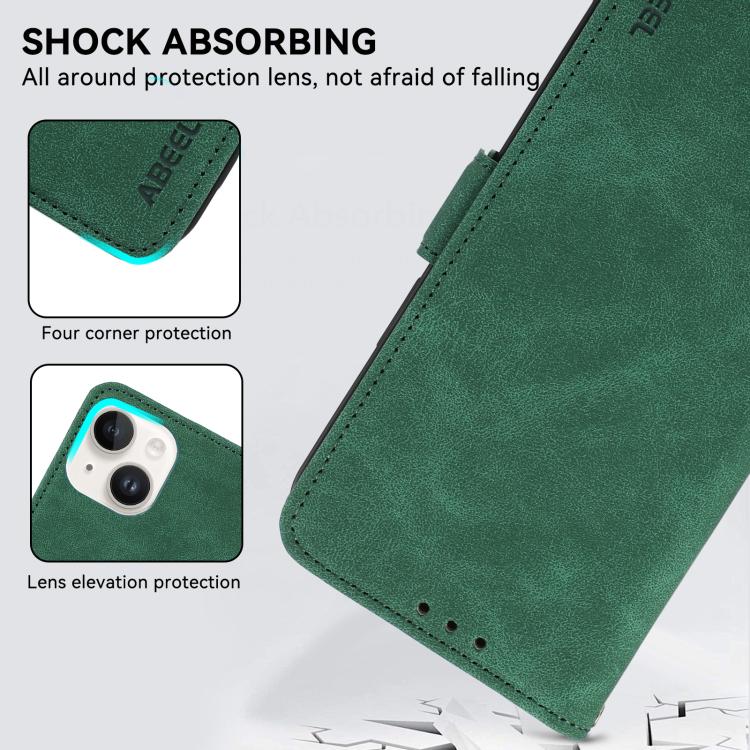 For iPhone 17 Air ABEEL Frosted Magnetic RFID Leather Phone Case(Green)