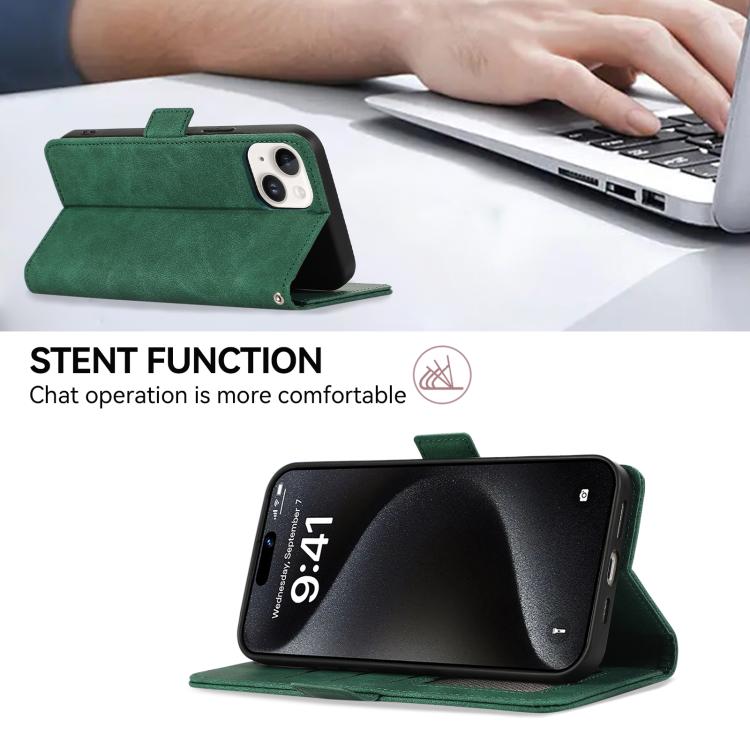 For iPhone 17 Air ABEEL Frosted Magnetic RFID Leather Phone Case(Green)