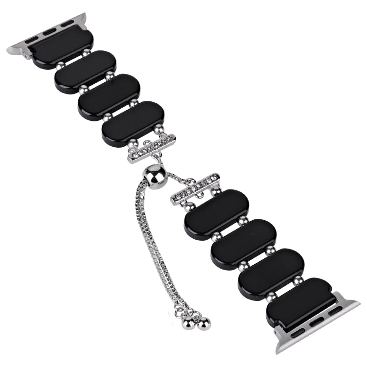 For Apple Watch SE 44mm Resin Retractable Chain Watch Band(Black)