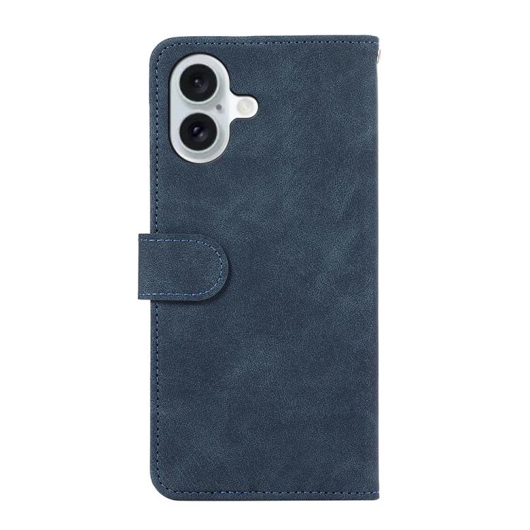 For iPhone 17 ABEEL Color Block Magnetic RFID Leather Phone Case(Blue-Brown)