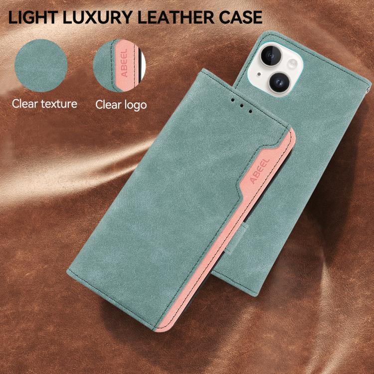 For iPhone 17 ABEEL Color Block Magnetic RFID Leather Phone Case(Cyan-Pink) - free shipping - PMc TechLife - Order now!