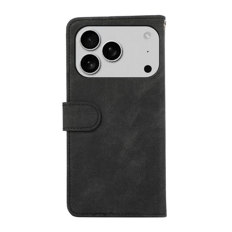 For iPhone 17 Pro ABEEL Color Block Magnetic RFID Leather Phone Case(Black-Green)