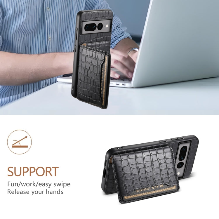 For Google Pixel 7 Pro 5G Crocodile Texture Card Bag Design Full Coverage Phone Case(Black) - free shipping - PMC TechLife - Order now!