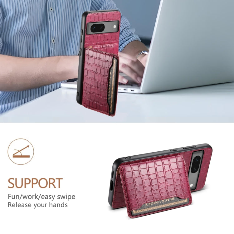 For Google Pixel 7 5G Crocodile Texture Card Bag Design Full Coverage Phone Case(Red) - Google Cases by PMC TechLife | Online Shopping South Africa | PMC TechLife | Buy Now Pay Later Mobicred