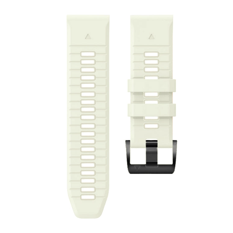 For Garmin Fenix 7 Pro 22mm Solid Color Steel Buckle Silicone Quick Release Watch Band(Creamy White)