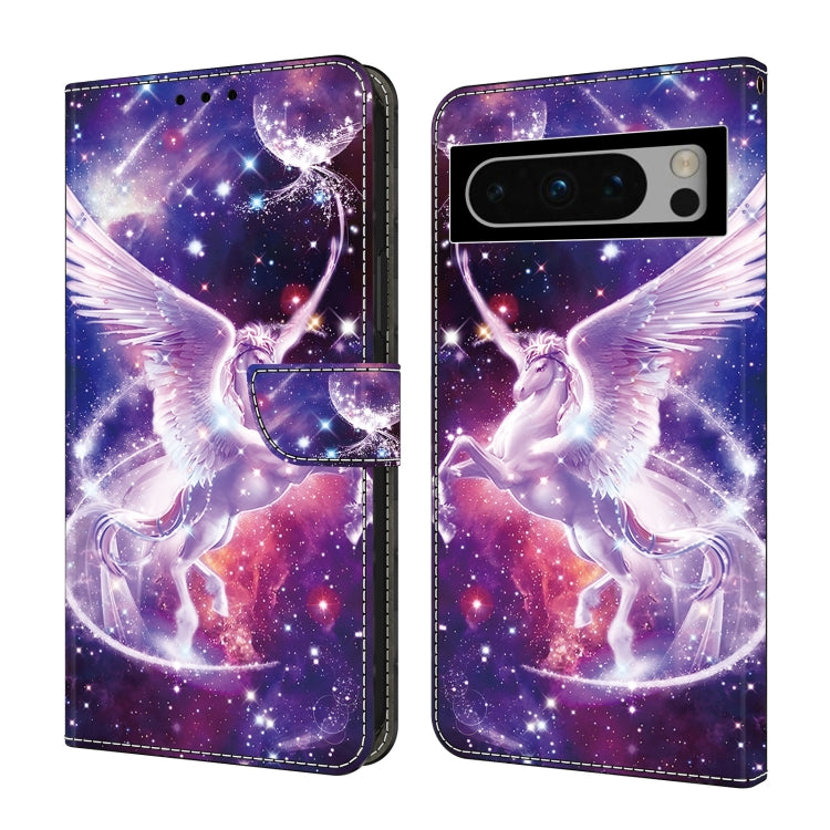 For Google Pixel 9 Crystal Painted Leather Phone case(Unicorn)