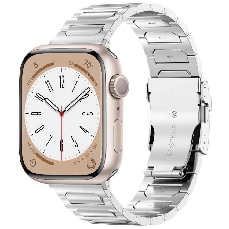 For Apple Watch Series 3 38mm I-Shaped Titanium Metal Watch Band(Mirror Silver)