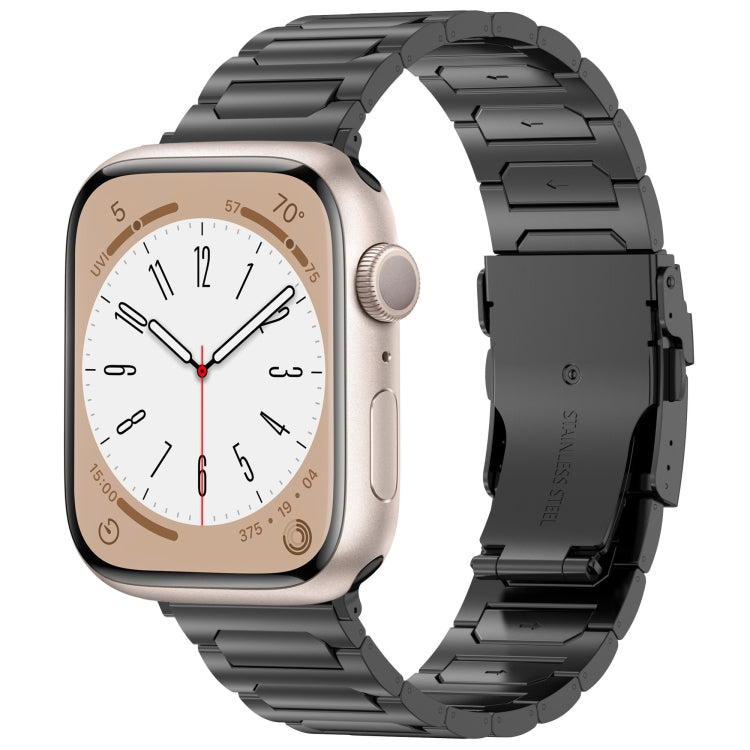 For Apple Watch Series 3 42mm I-Shaped Titanium Metal Watch Band(Black)