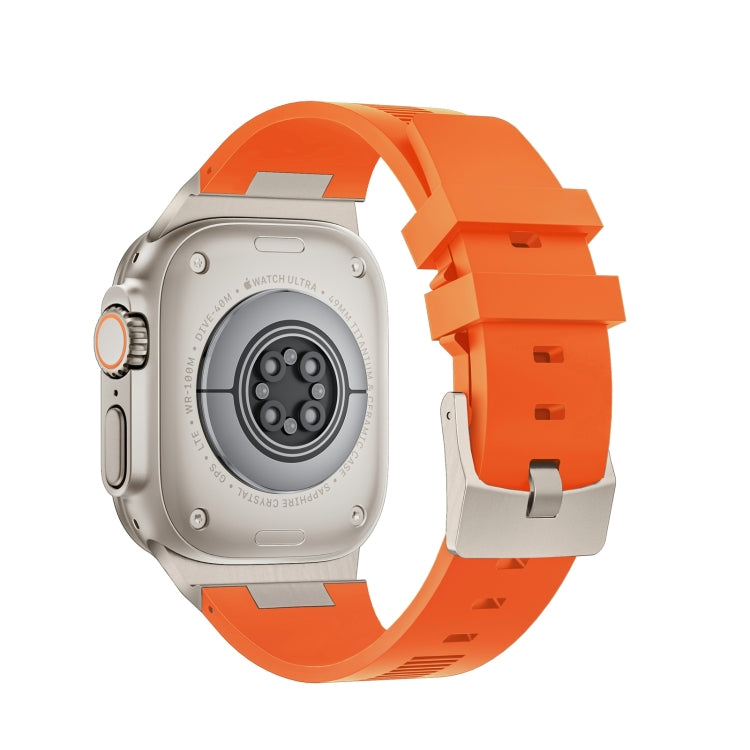 For Apple Watch SE 2022 44mm Loners Liquid Silicone Watch Band(Titanium Orange)