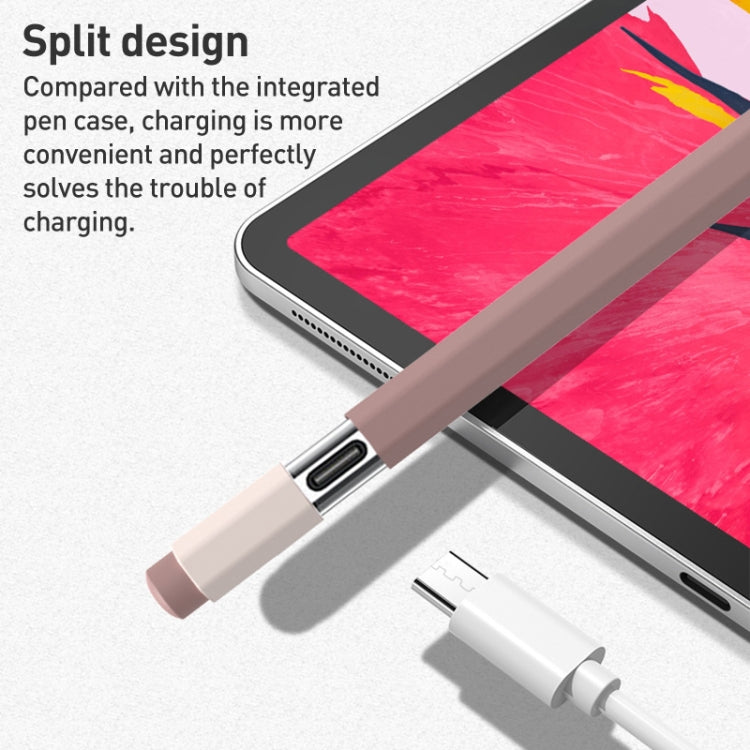 For Apple Pencil USB-C Pencil Style Liquid Silicone Stylus Case(Pink Mist)