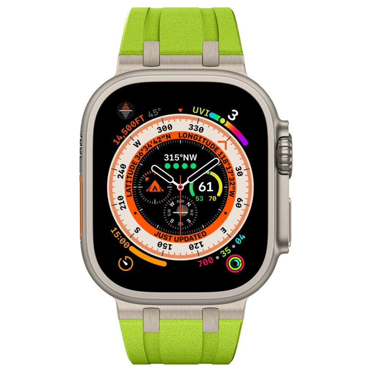 For Apple Watch Ultra 49mm Stone Grain Liquid Silicone Watch Band(Titanium Green)