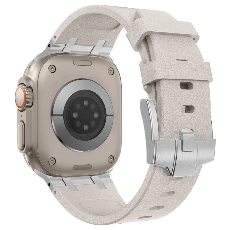 For Apple Watch Series 8 45mm Stone Grain Liquid Silicone Watch Band(Silver Starlight)