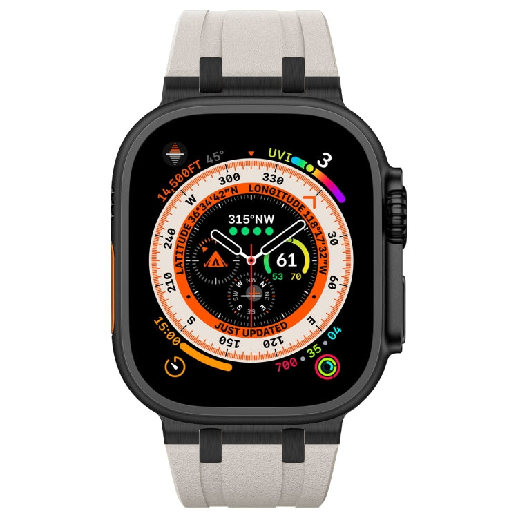 For Apple Watch Series 6 44mm Stone Grain Liquid Silicone Watch Band(Black Starlight)