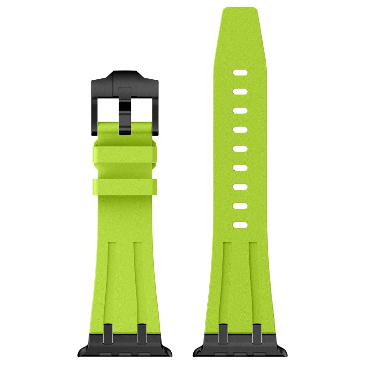 For Apple Watch Series 5 44mm Stone Grain Liquid Silicone Watch Band(Black Green)