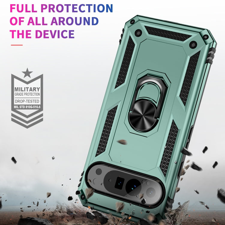 For Google Pixel 9 Pro Shockproof TPU + PC Phone Case with Holder(Dark Green) - Google Cases by PMC TechLife | Online Shopping South Africa | PMC TechLife | Buy Now Pay Later Mobicred
