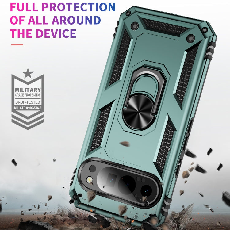 For Google Pixel 9 Shockproof TPU + PC Phone Case with Holder(Dark Green) - Google Cases by PMC TechLife | Online Shopping South Africa | PMC TechLife | Buy Now Pay Later Mobicred