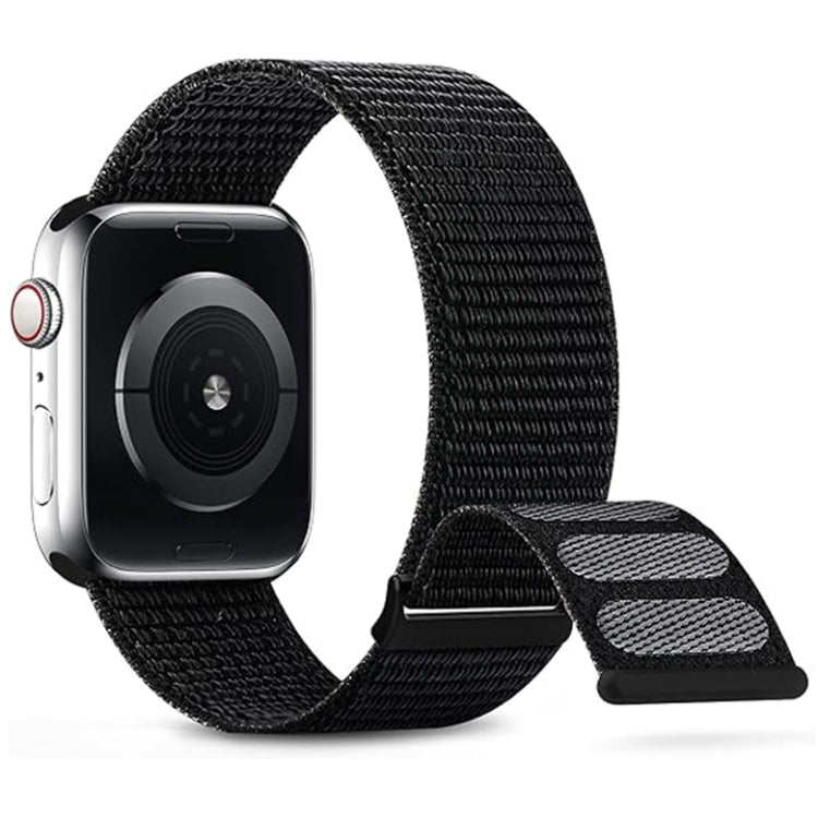 For Apple Watch Series 2 42mm Dual Hook and Loop Nylon Watch Band(Dark Black)