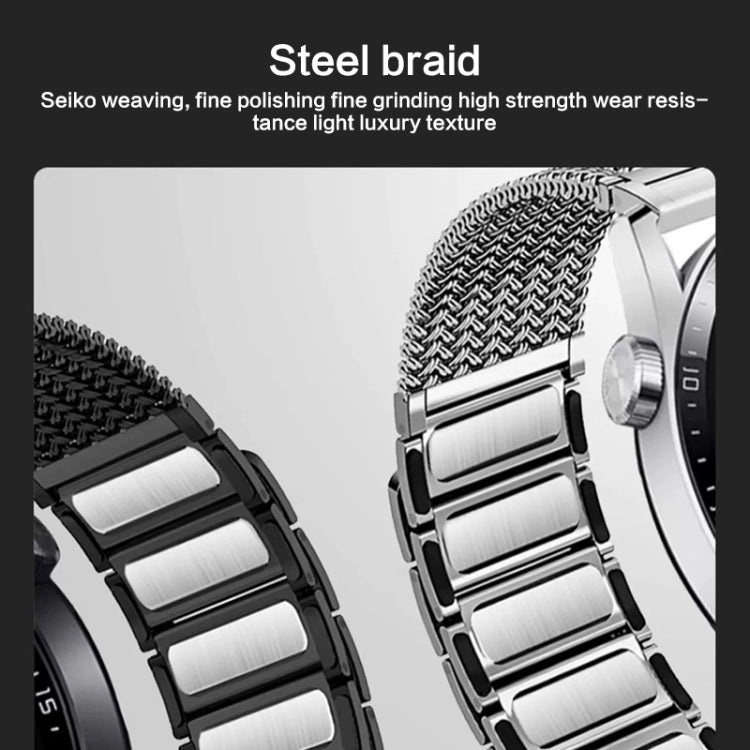 For Huawei Watch 4 / 4 Pro 22mm Magnetic Clasp Braided Chain Stainless Steel Watch Band(Titanium Gray)