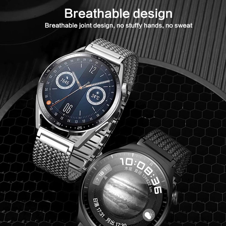 For Huawei Watch 4 / 4 Pro 22mm Magnetic Clasp Braided Chain Stainless Steel Watch Band(Titanium Gray)