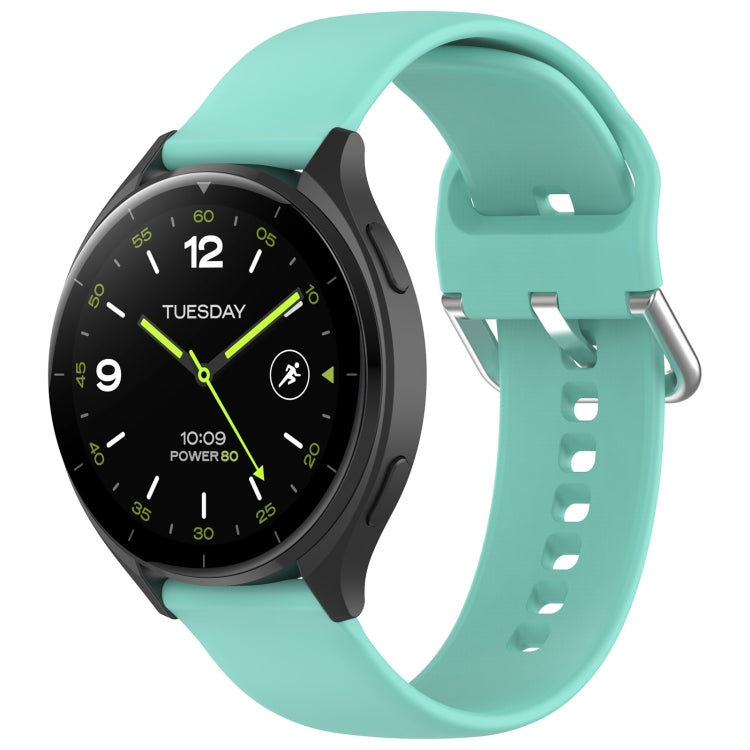 For Xiaomi Watch 2 Solid Color Metal Silver Buckle Silicone Watch Band, Size: S(Teal)