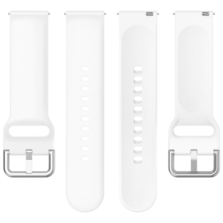 For CMF Watch Pro D395 22mm Solid Color Silver Buckle Silicone Watch Band, Size:L(White)