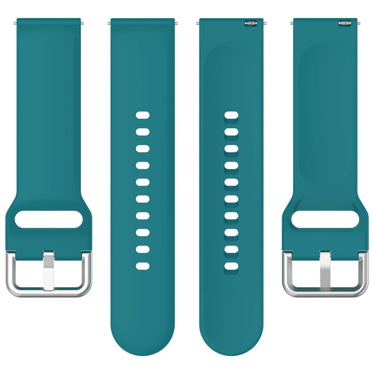 For CMF Watch Pro D395 22mm Solid Color Silver Buckle Silicone Watch Band, Size:L(Green)