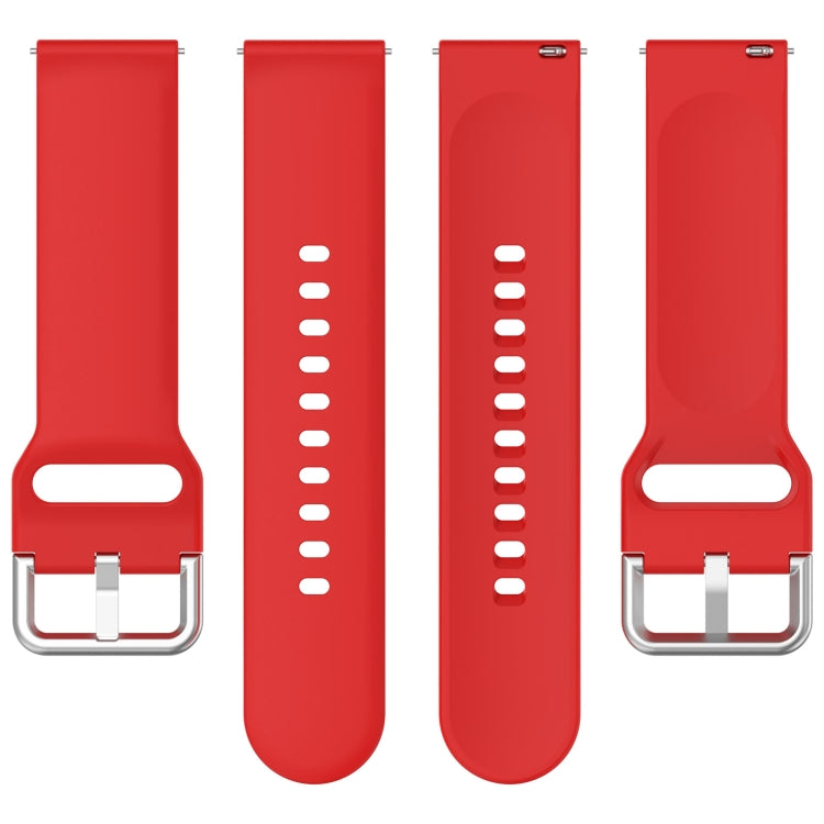 For CMF Watch Pro D395 / Watch Pro 2 22mm Solid Color Silver Buckle Silicone Watch Band, Size:L(Red)